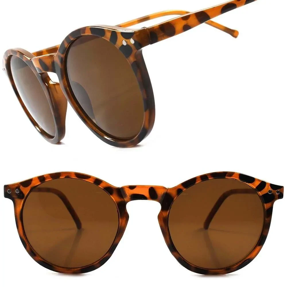 Classic 90s Fashion Mens Womens Round Sunglasses Brown Lens Tortoise Frame